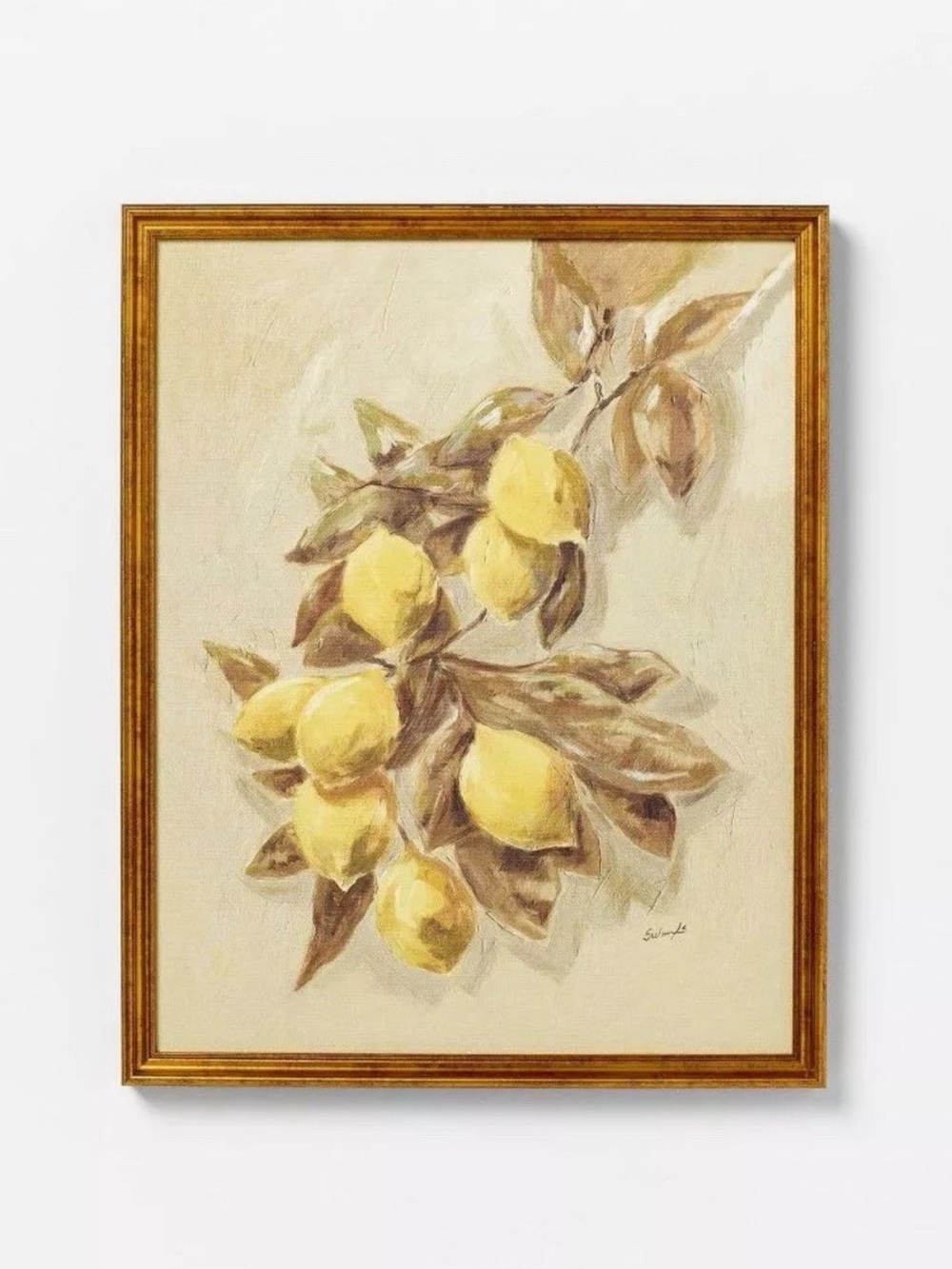 Threshold Studio McGee Framed Lemon Branch Wall Art Yellow & Brown Print